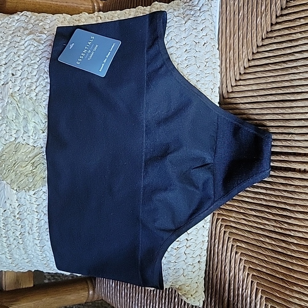 Essentials by Tummy Tank nylon, seamless, thong, black, size L/XL